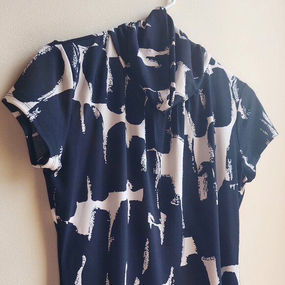 New York & Company Black/White Cap Sleeve Mock Neck Jersey Size XS - Picture 2 of 11